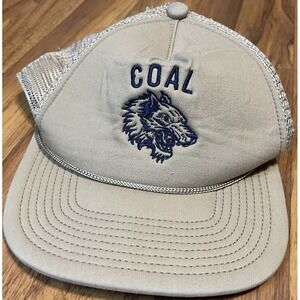 Coal Wolf Logo Trucker Hat Mens OS Beige Mesh Snapback Cotton Poly Outdoor Cap